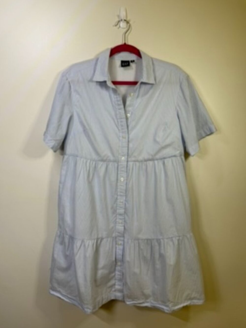 Gap Light Blue Button Front Tiered Shirt Dress
